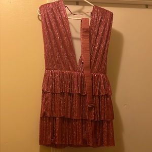 Sabina Musayev Party/Cocktail dress. Pink and silver, short with belt. Size L